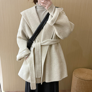 话里甜美气质收腰大衣2025冬季新款中长款百搭减龄显瘦上衣外套女