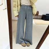 百搭宽松减龄直筒长裤 话里高腰休闲版 女 新款 韩版 微喇裤 2025冬季