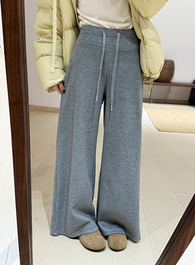 话里高腰休闲版微喇裤2025冬季新款韩版百搭宽松减龄直筒长裤女