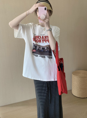 话里经典款百搭印花短袖
