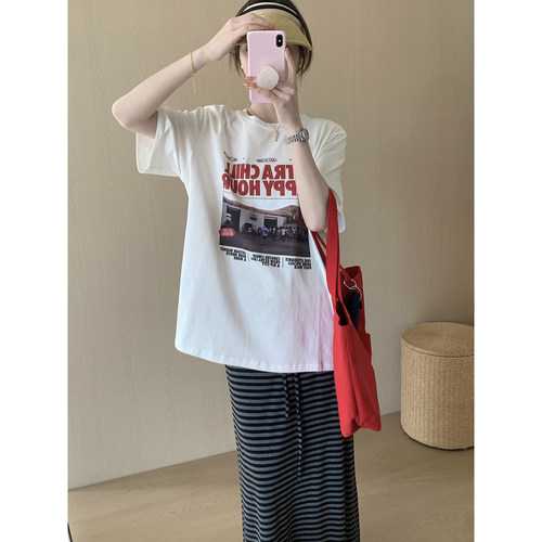 话里经典款百搭印花短袖