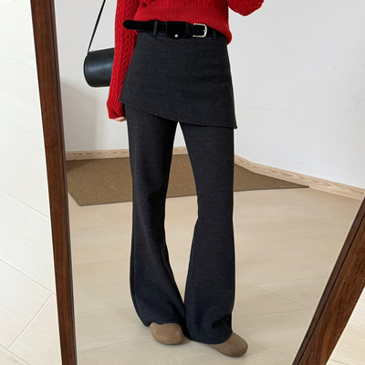 话里设计感叠穿屁帘微喇裤