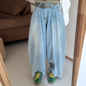 显瘦休闲长款 话里设计感灰绿色腰带气球裤 韩版 新款 裙子女 2026春季