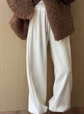 话里百搭气质收口卫裤2025冬季新款保暖加厚韩版休闲显瘦直筒长裤