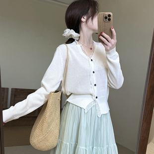 小衫 话里时尚 减龄宽松日常显瘦薄款 新款 百搭花边纽扣上衣2026夏季