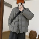 甜美休闲显瘦上衣外套 韩版 话里纯色立领豆腐块羽绒服2025冬季 新款