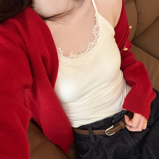 话里甜美气质纯欲风蕾丝吊带2026春季新款韩版休闲百搭上衣内搭女