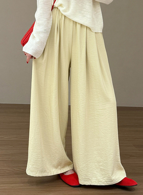 话里简约高级垂感面料长裤2026夏季新款显瘦宽松日常极简风格裤子