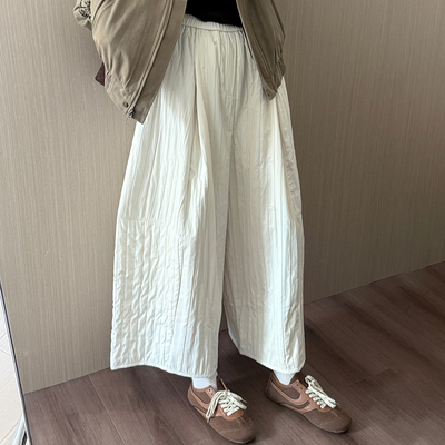 话里宽松感肌理感夹棉直筒裤