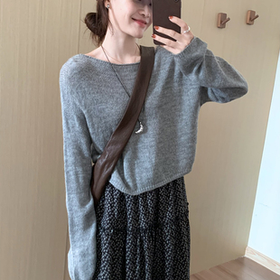 話里淑女風純色簡約高腰款 新款 韓版 圓領氣質上衣女 薄毛衣2025秋季
