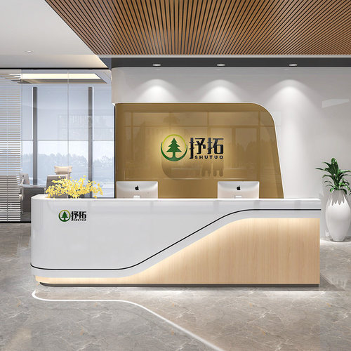 新款公司烤漆接待台美容院前台现代简约收银台店铺服务台吧台定制