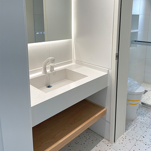岩板一体盆浴室柜组合现代简约设计师定制卫生间洗漱台洗手洗脸盆