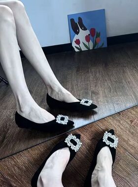 百搭女鞋方扣通勤黑色202