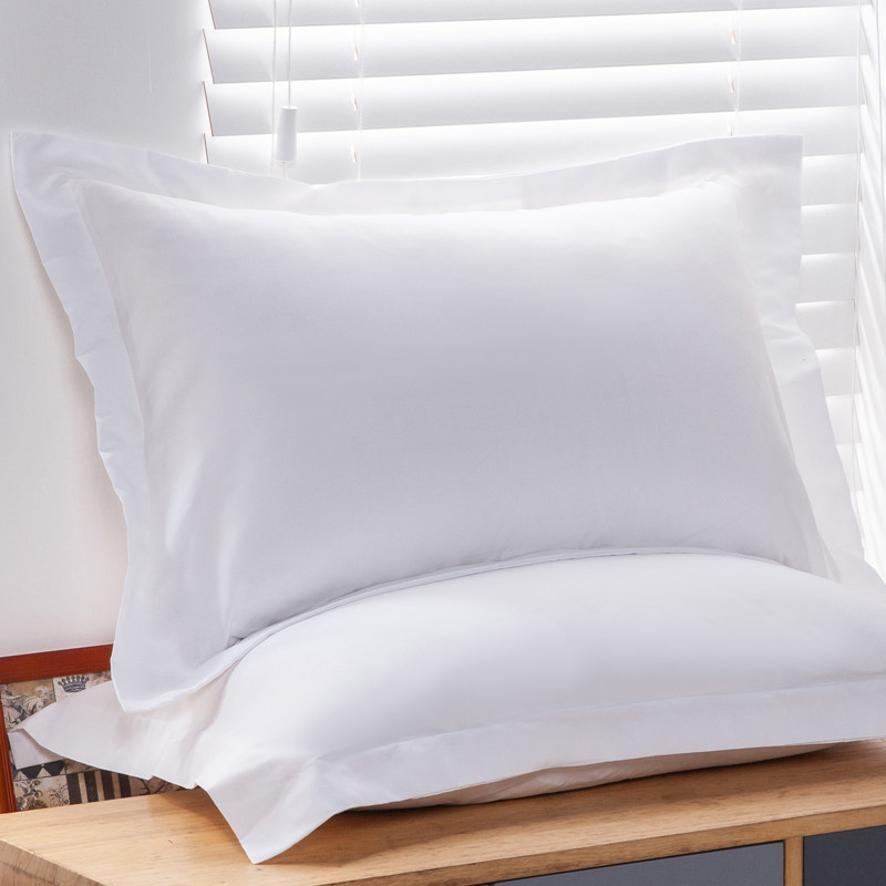 宾馆酒店床上用品医院纯棉全棉涤棉加密加厚白色条纹枕头套枕套