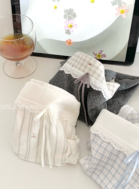 3/10 20:00 零卡甜妹 A类婴儿棉纯棉撞色格纹蝴蝶结中腰少女内裤