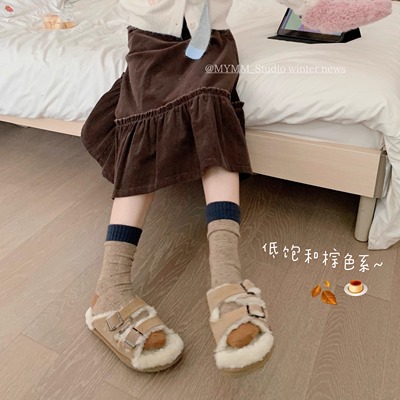 12/8 20:00 栗子藏青盐 韩系撞色氛围感杂点羊毛加厚温暖短袜