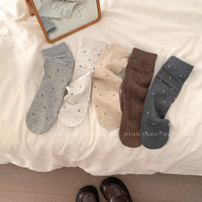 10/10 20:00 盐系校花 无骨舒服氛围感小碎花坑条显瘦短袜堆堆袜