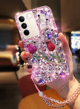 适用于vivoS16手机壳S18闪钻Y100满钻Y35粉钻Xnote水钻S17t女款Y78+奢华S5女款11新款S7闪钻iQOOz6玫瑰S16E防