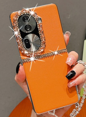 适用于oppoReno11手机壳Reno11pro全包防摔Reno10pro+素皮水钻Reno10保护壳带钻Reno10pro个性奢华闪钻女款潮