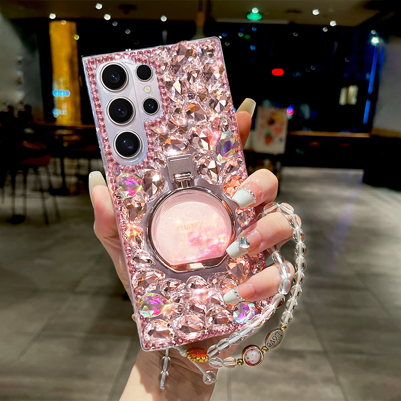 适用于三星GalaxyS24Ultra手机壳W24闪钻S22创意S21流沙S20指环扣note20+流沙支架S24+新款S23FE全屏钻A53防