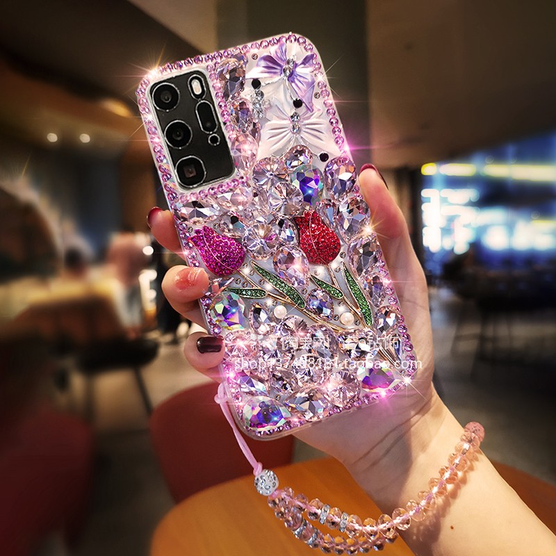 适用于华为P40pro手机壳50奢华60满钻玫瑰花nova7全包防摔nova7pro个性水钻nova7se保护套P40pro+女款P30pro