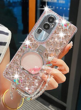 适用于oppoReno10手机壳Reno12带钻11流沙指环扣支架Reno9满钻Realme11pro全屏GTNeo2t水钻防摔镶钻Reno8保护