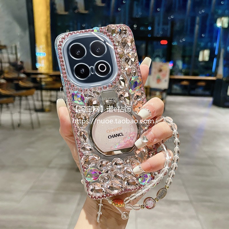 适用vivo iQOO13壳iQOO12女款iqooNeo8pro流沙Z7香水瓶支架Neo7se全包防摔iQOO11S 新款iqooZ8高级感水钻
