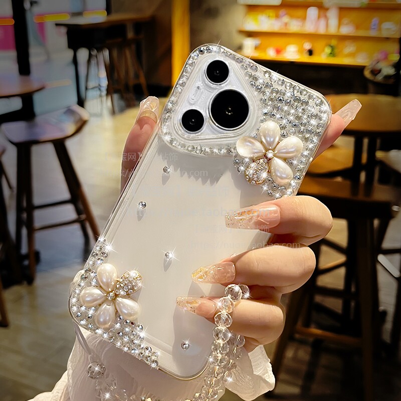 闪钻花朵适用华为Pura70手机壳Pura80Ultra全包摄像头p60pro挂绳防摔p40pro+保护透明软套p50p30女新款