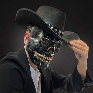 动嘴巴万圣节新品骷髅面具鬼屋道具半脸面具角色道具新款恐怖