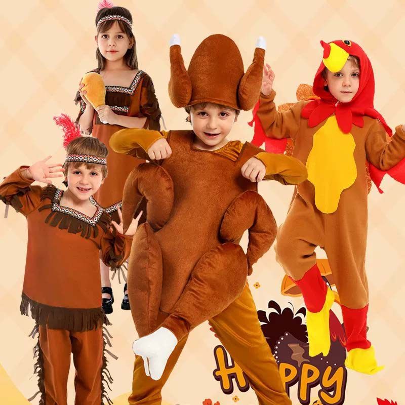 感恩节烤火鸡食物cosplay儿童万圣节角色扮演舞台演出服装