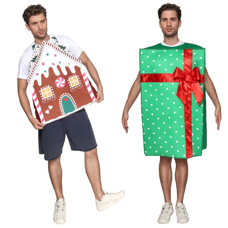圣诞节服装成人礼物盒精灵小屋角色扮演服圣诞精灵派对演出服