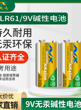 诺星6LR61碱性9V智能马桶烟感器测温枪万用表无线话筒九伏干电池