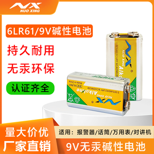 诺星9V方块碱性电池智能马桶烟感器测温枪万用表无线话筒电池耐用