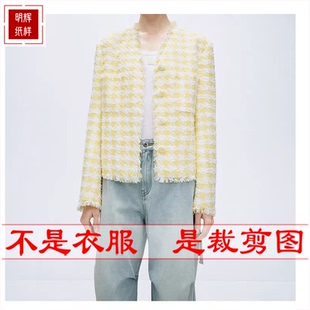 明辉纸样春秋新款服装样板修身女流苏外套裁缝结构设计图纸24078