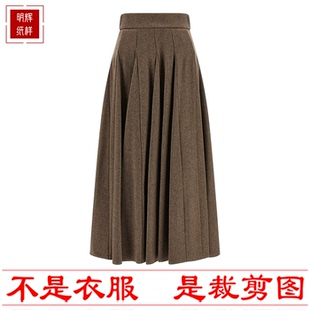 明辉纸样秋冬新款女大摆半裙长裙样板DIY缝纫做衣服图纸25123