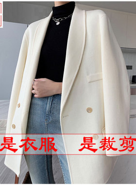 明辉纸样DIY缝纫样板休闲双排扣女装双面呢羊绒外套上衣图纸21152