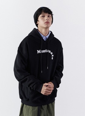 【潮woo专属】韩国小众极简风掉落logo卫衣 男女秋冬宽松百搭帽衫