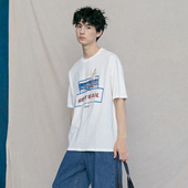 国潮复古起航印花T恤潮人男女宽松BF风百搭文艺青年学生短袖 tee夏