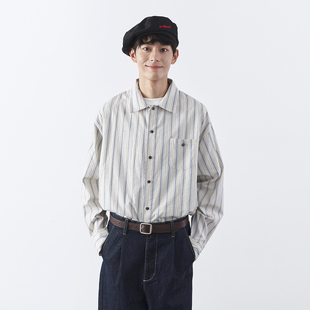 男秋冬长袖 Mentmate 衬衫 麦田绅士复古细条纹气质西装 上衣 老钱风