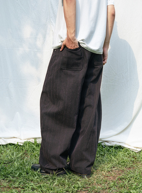 Mentmate 25AW 小众暗夜紫破坏风弯刀裤男 做旧宽松BF休闲裤长裤