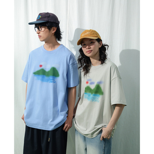 Mentmate 26SS 小众模糊设计风景涂鸦印花T恤内搭 男女圆领短袖夏