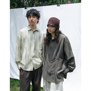 衬衫 初秋天丝缎面细条肌理感长袖 男女宽松慵懒衬衣 25AW Mentmate