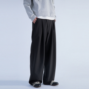 暗黑纯色慵懒BF长裤 Mentmate 男 裤 小众不规则斜腰设计垂坠感西装