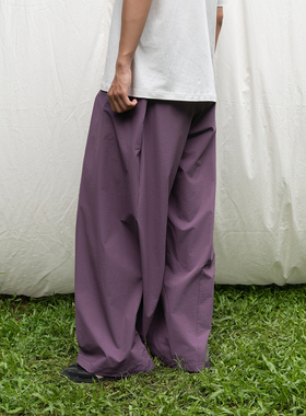 Mentmate 25SS 夏季暗紫色工装裤男轻薄舒适宽松纯色休闲阔腿长裤