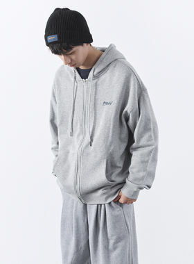 【潮woo专属】日系基础款通勤拉链运动连帽衫男 秋冬长袖开衫外套