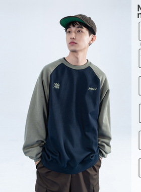 Mentmate 秋冬cityboy运动风街头插肩袖圆领卫衣男 百搭套头上衣