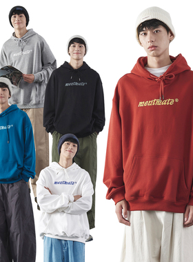 Mentmate 秋冬复古赭石日系cityboy通勤纯棉连帽卫衣男BF基础帽衫
