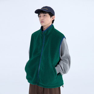 街头风衣料背心外套 风双面穿羊羔绒马甲男 Mentmate 秋冬户外工装