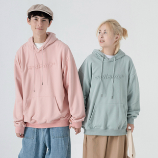 秋冬薄绒宽松BF连帽衫 蒙马特Mentmate 极简小众浮雕LOGO卫衣男女