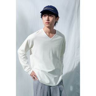 25AW T恤 小众纯色V领打底衫 黑白基础百搭休闲长袖 秋 男 Mentmate
